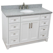 Load image into Gallery viewer, 49&quot; Single sink vanity in White finish with Gray granite and oval sink - 400700-49S-WH-GYO