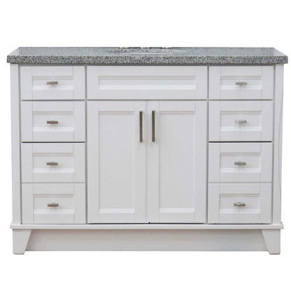 49" Single sink vanity in White finish with Gray granite and oval sink - 400700-49S-WH-GYO