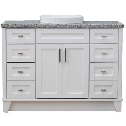 49" Single sink vanity in White finish with Gray granite and round sink - 400700-49S-WH-GYRD