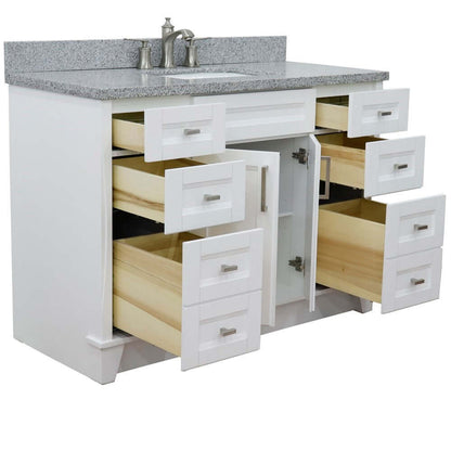 49" Single sink vanity in White finish with Gray granite and rectangle sink - 400700-49S-WH-GYR