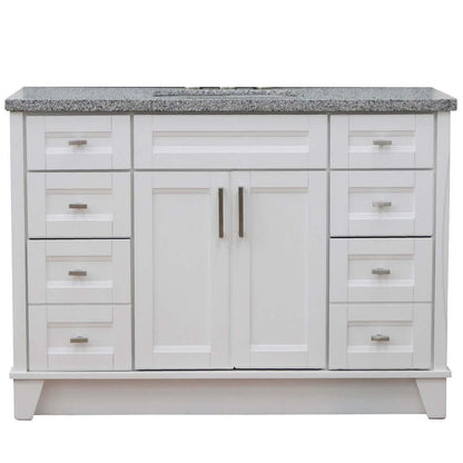 49" Single sink vanity in White finish with Gray granite and rectangle sink - 400700-49S-WH-GYR