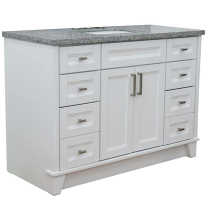 49" Single sink vanity in White finish with Gray granite and rectangle sink - 400700-49S-WH-GYR