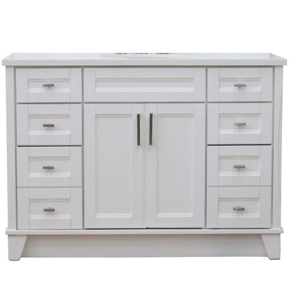 49" Single sink vanity in White finish with White quartz and oval sink - 400700-49S-WH-WEO