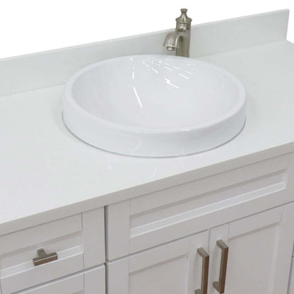 49" Single sink vanity in White finish with White quartz and round sink - 400700-49S-WH-WERD