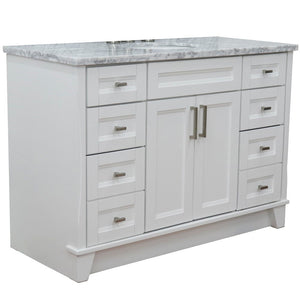 49" Single sink vanity in White finish with White Carrara marble and oval sink - 400700-49S-WH-WMO