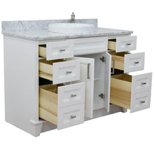 Load image into Gallery viewer, 49&quot; Single sink vanity in White finish with White Carrara marble and round sink - 400700-49S-WH-WMRD