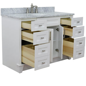 49" Single sink vanity in White finish with White Carrara marble and rectangle sink - 400700-49S-WH-WMR