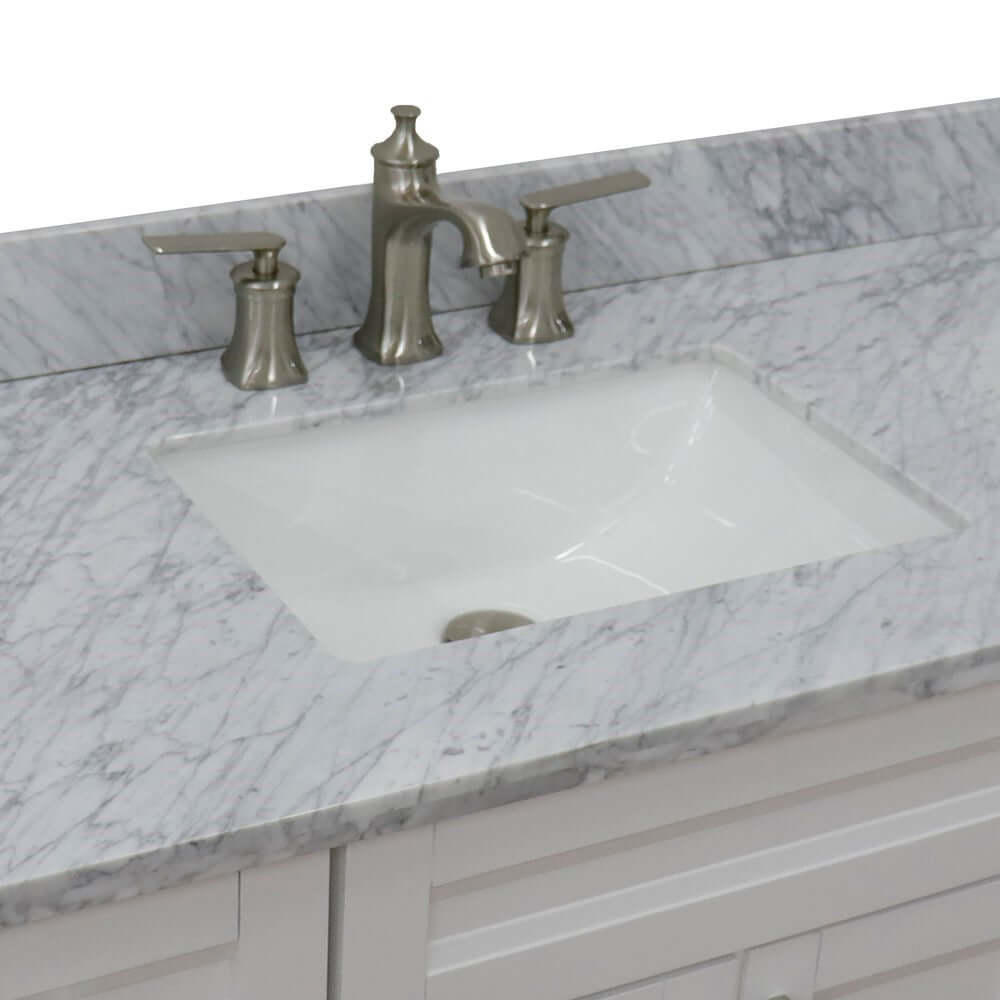 49" Single sink vanity in White finish with White Carrara marble and rectangle sink - 400700-49S-WH-WMR