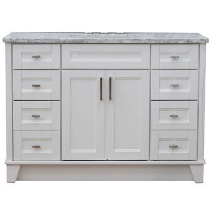 49" Single sink vanity in White finish with White Carrara marble and rectangle sink - 400700-49S-WH-WMR