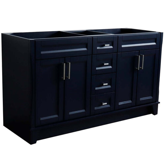 60" Double vanity in Blue finish - cabinet only - 400700-60D-BU