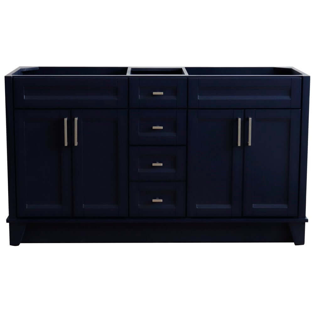 60" Double vanity in Blue finish - cabinet only - 400700-60D-BU