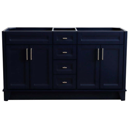 60" Double vanity in Blue finish - cabinet only - 400700-60D-BU