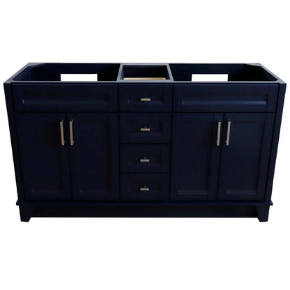 60" Double vanity in Blue finish - cabinet only - 400700-60D-BU