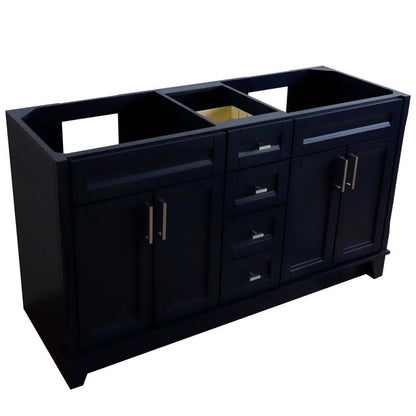 60" Double vanity in Blue finish - cabinet only - 400700-60D-BU