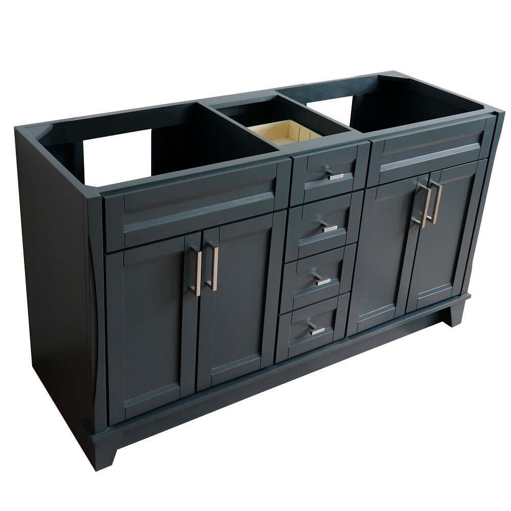 60" Double vanity in Dark Gray finish - cabinet only - 400700-60D-DG