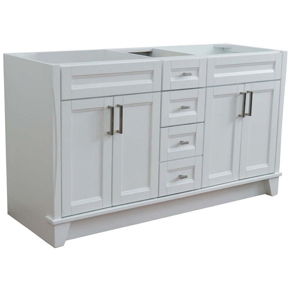 60" Double vanity in White finish- cabinet only - 400700-60D-WH