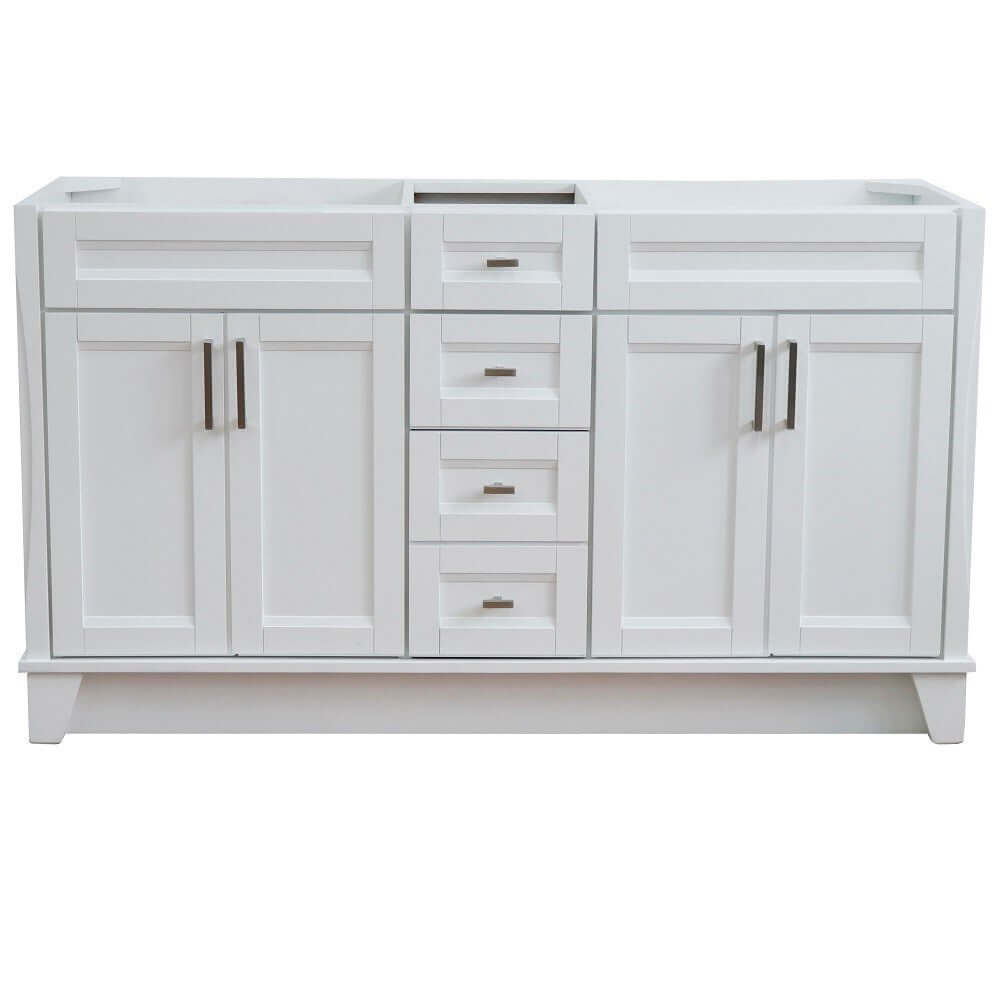 60" Double vanity in White finish- cabinet only - 400700-60D-WH