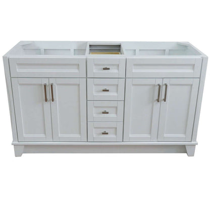 60" Double vanity in White finish- cabinet only - 400700-60D-WH