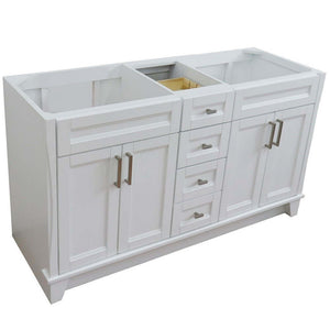 60" Double vanity in White finish- cabinet only - 400700-60D-WH
