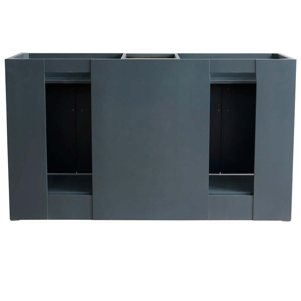 61" Double sink vanity in Dark Gray finish and Black galaxy granite and oval sink - 400700-61D-DG-BGO