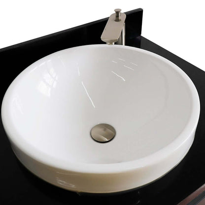 61" Double sink vanity in Dark Gray finish and Black galaxy granite and round sink - 400700-61D-DG-BGRD
