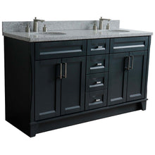 Load image into Gallery viewer, 61&quot; Double sink vanity in Dark Gray finish and Gray granite and oval sink - 400700-61D-DG-GYO