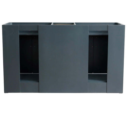 61" Double sink vanity in Dark Gray finish and Gray granite and rectangle sink - 400700-61D-DG-GYR