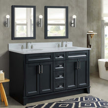 Load image into Gallery viewer, 61&quot; Double sink vanity in Dark Gray finish and White quartz and oval sink - 400700-61D-DG-WEO