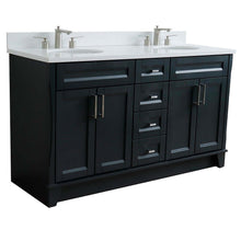 Load image into Gallery viewer, 61&quot; Double sink vanity in Dark Gray finish and White quartz and oval sink - 400700-61D-DG-WEO