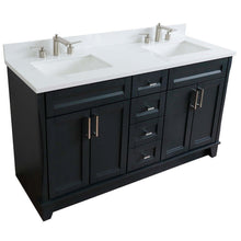 Load image into Gallery viewer, 61&quot; Double sink vanity in Dark Gray finish and White quartz and rectangle sink - 400700-61D-DG-WER