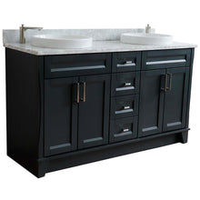Load image into Gallery viewer, 61&quot; Double sink vanity in Dark Gray finish and White Carrara marble and round sink - 400700-61D-DG-WMRD