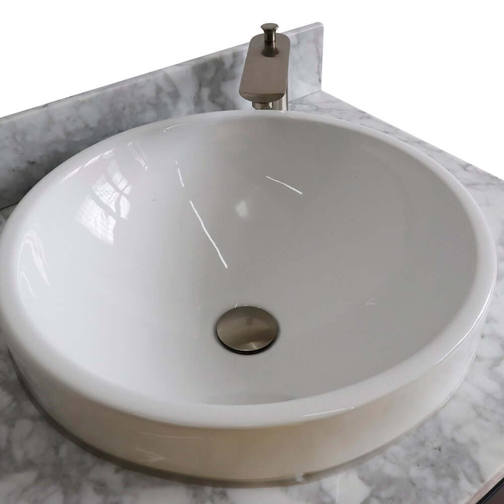 61" Double sink vanity in Dark Gray finish and White Carrara marble and round sink - 400700-61D-DG-WMRD