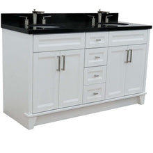Load image into Gallery viewer, 61&quot; Double sink vanity in White finish and Black galaxy granite and oval sink - 400700-61D-WH-BGO