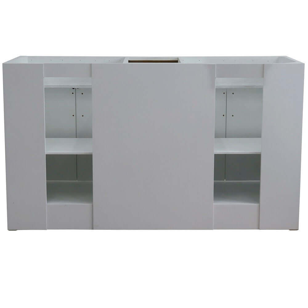 61" Double sink vanity in White finish and Black galaxy granite and oval sink - 400700-61D-WH-BGO