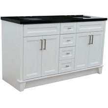 Load image into Gallery viewer, 61&quot; Double sink vanity in White finish and Black galaxy granite and oval sink - 400700-61D-WH-BGO