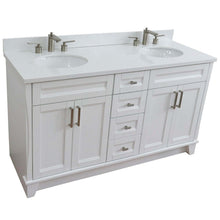 Load image into Gallery viewer, 61&quot; Double sink vanity in White finish and White quartz and oval sink - 400700-61D-WH-WEO