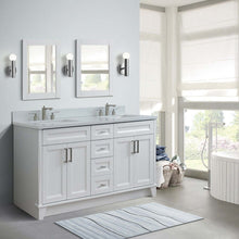Load image into Gallery viewer, 61&quot; Double sink vanity in White finish and White quartz and rectangle sink - 400700-61D-WH-WER