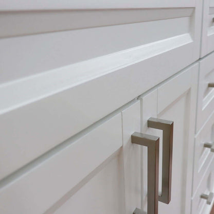 61" Double sink vanity in White finish and White Carrara marble and oval sink - 400700-61D-WH-WMO