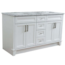 Load image into Gallery viewer, 61&quot; Double sink vanity in White finish and White Carrara marble and rectangle sink - 400700-61D-WH-WMR
