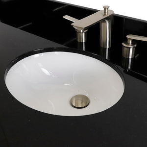 61" Single sink vanity in Dark Gray finish and Black galaxy granite and oval sink - 400700-61S-DG-BGO