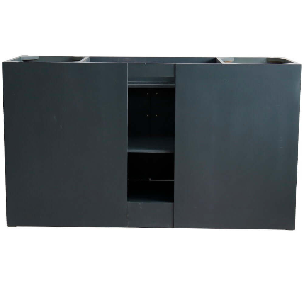 61" Single sink vanity in Dark Gray finish and Black galaxy granite and oval sink - 400700-61S-DG-BGO