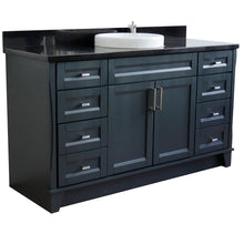 Load image into Gallery viewer, 61&quot; Single sink vanity in Dark Gray finish and Black galaxy granite and round sink - 400700-61S-DG-BGRD