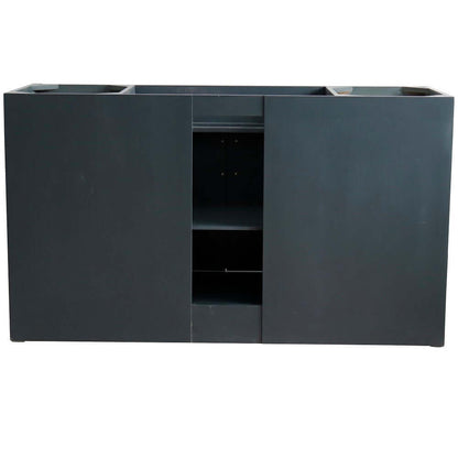 61" Single sink vanity in Dark Gray finish and Black galaxy granite and round sink - 400700-61S-DG-BGRD