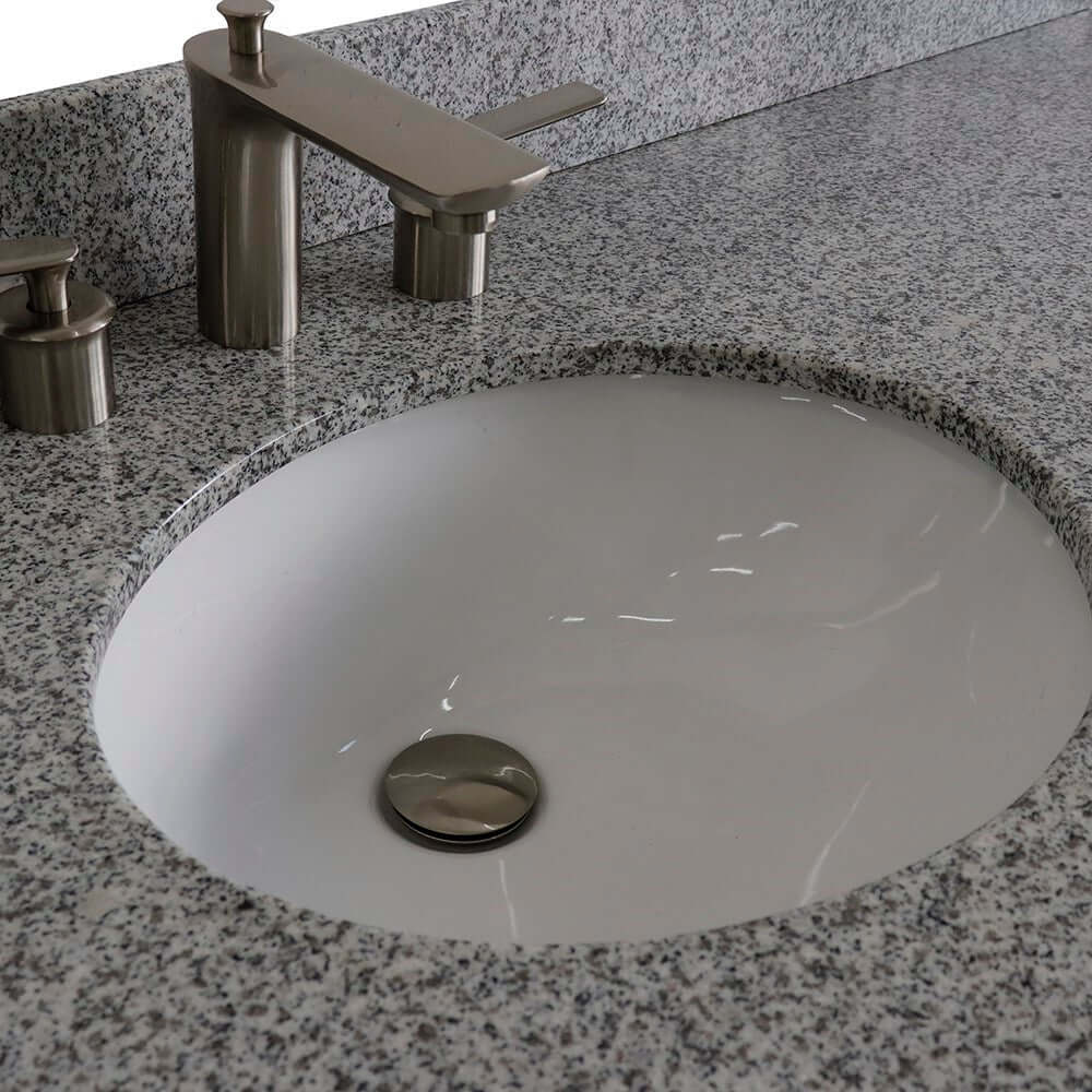 61" Single sink vanity in Dark Gray finish and Gray granite and oval sink - 400700-61S-DG-GYO