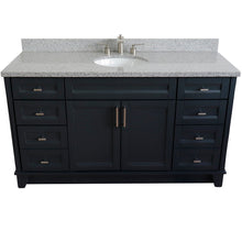 Load image into Gallery viewer, 61&quot; Single sink vanity in Dark Gray finish and Gray granite and oval sink - 400700-61S-DG-GYO