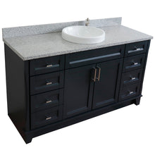 Load image into Gallery viewer, 61&quot; Single sink vanity in Dark Gray finish and Gray granite and round sink - 400700-61S-DG-GYRD