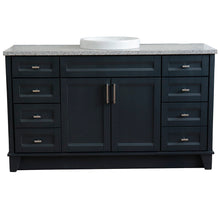 Load image into Gallery viewer, 61&quot; Single sink vanity in Dark Gray finish and Gray granite and round sink - 400700-61S-DG-GYRD