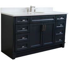 Load image into Gallery viewer, 61&quot; Single sink vanity in Dark Gray finish and White quartz and oval sink - 400700-61S-DG-WEO