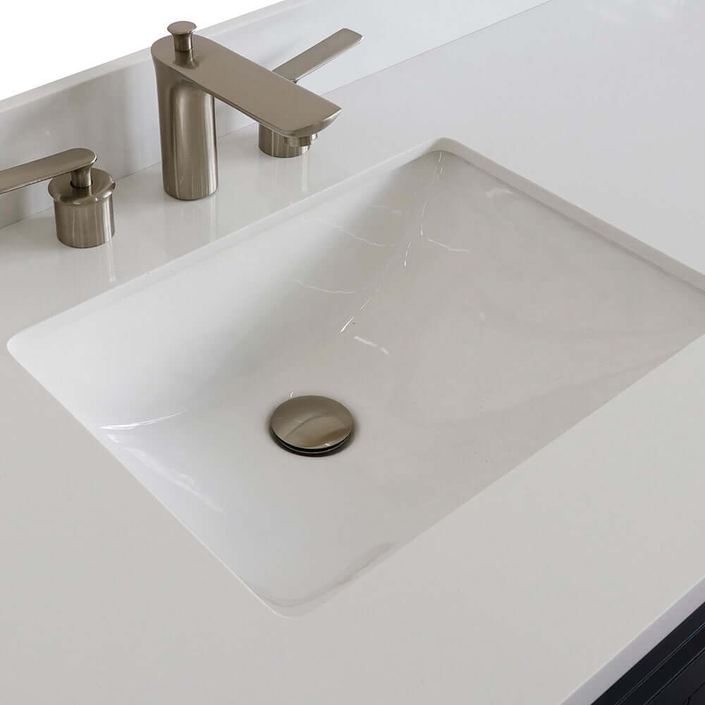 61" Single sink vanity in Dark Gray finish and White quartz and rectangle sink - 400700-61S-DG-WER