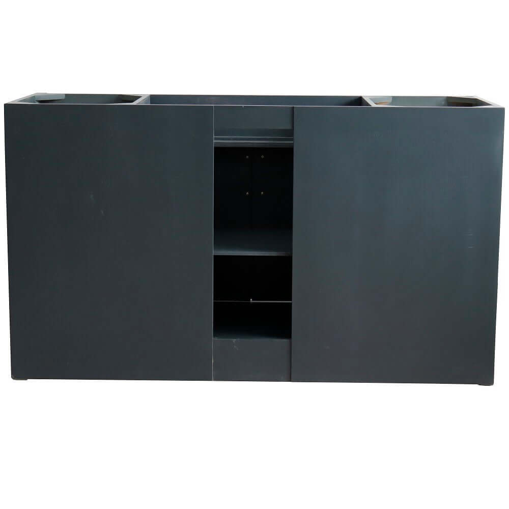 61" Single sink vanity in Dark Gray finish and White quartz and rectangle sink - 400700-61S-DG-WER